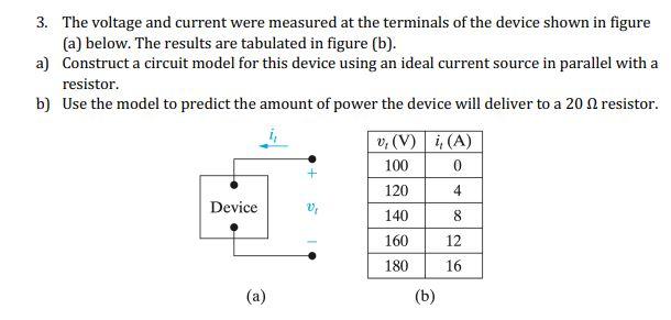Solved 3. The voltage and current were measured at the | Chegg.com