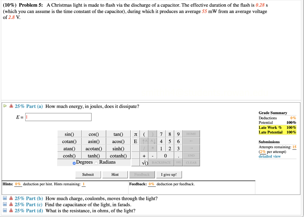 Solved (10%) Problem 5: A Christmas light is made to flash | Chegg.com