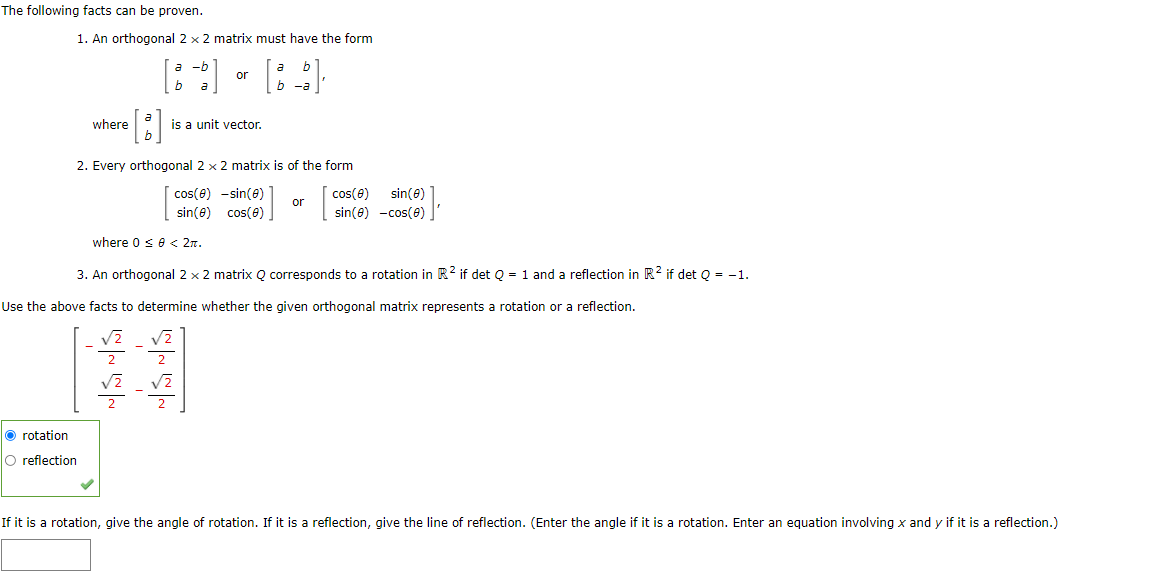 Solved The following facts can be proven. 1. An orthogonal 2 | Chegg.com