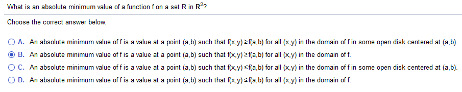 Solved What is an absolute minimum value of a function f on | Chegg.com