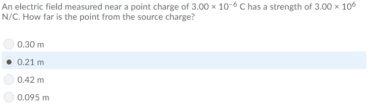 Solved An electric field measured near a point charge of | Chegg.com