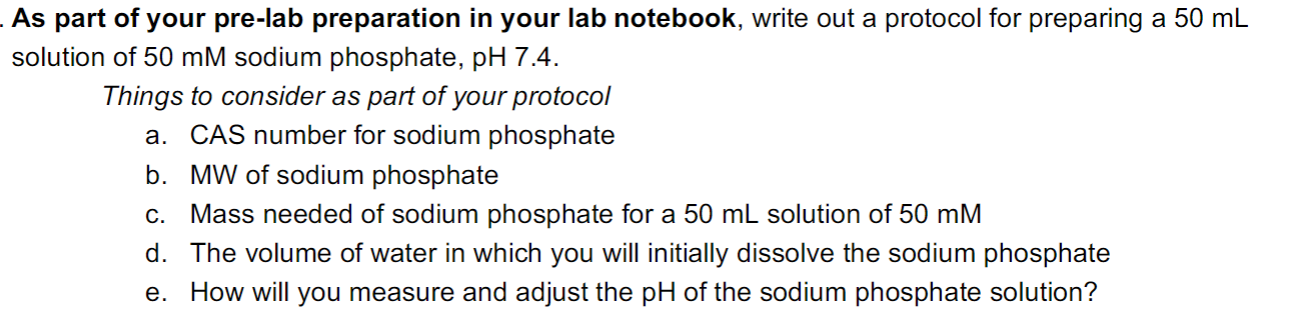 Solved As part of your pre-lab preparation in your lab | Chegg.com