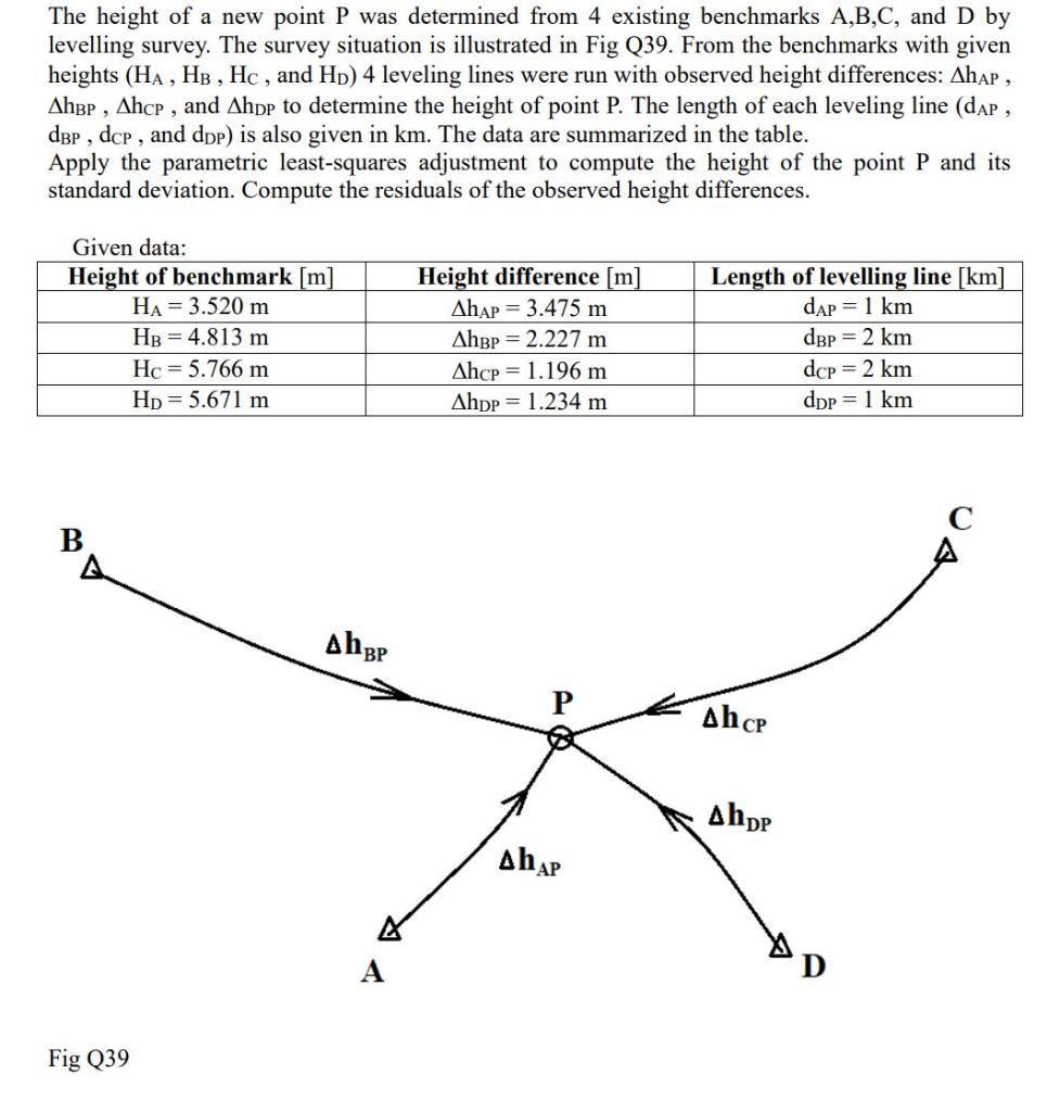 Solved The height of a new point P was determined from 4 | Chegg.com