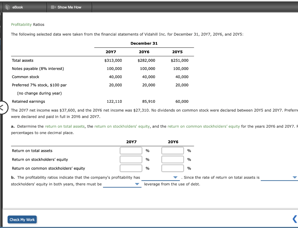 Solved eBook Show Me How Profitability Ratios The following | Chegg.com