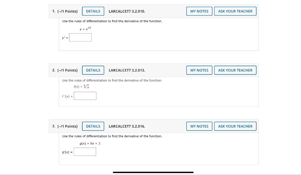 Solved 11 Points] LARCALCET7 3.2.010. Use the rules of | Chegg.com