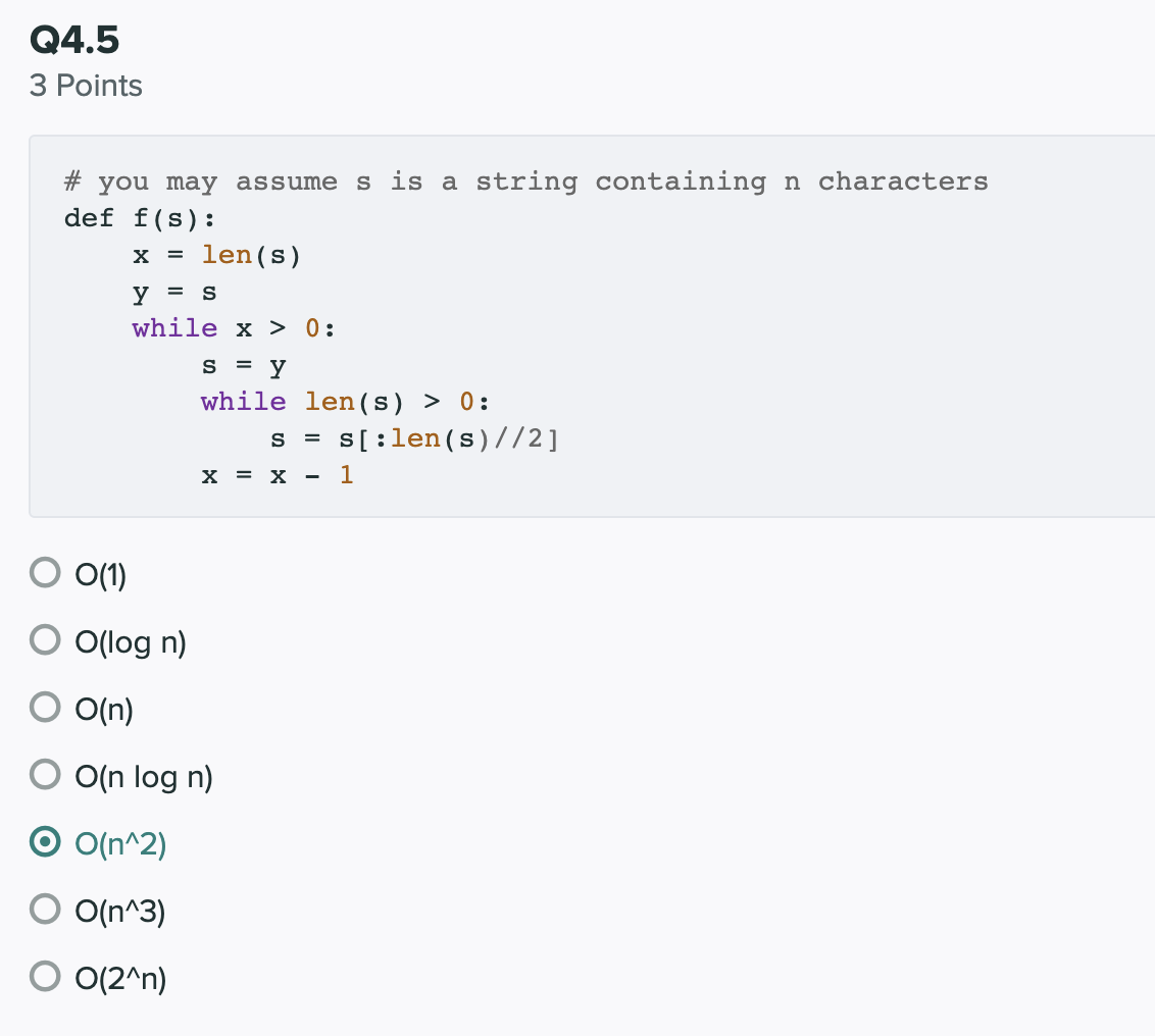 Solved Select What Is The O Notation For The Functions In Chegg Com