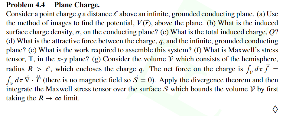 Solved Problem 4.4 Plane Charge. Consider a point charge q a | Chegg.com