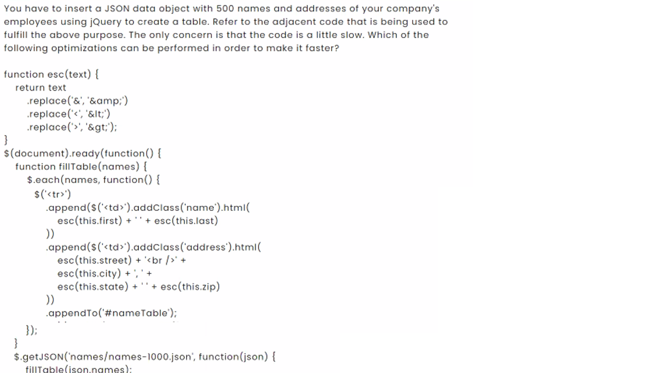 Solved You have to insert a JSON data object with 500 names | Chegg.com