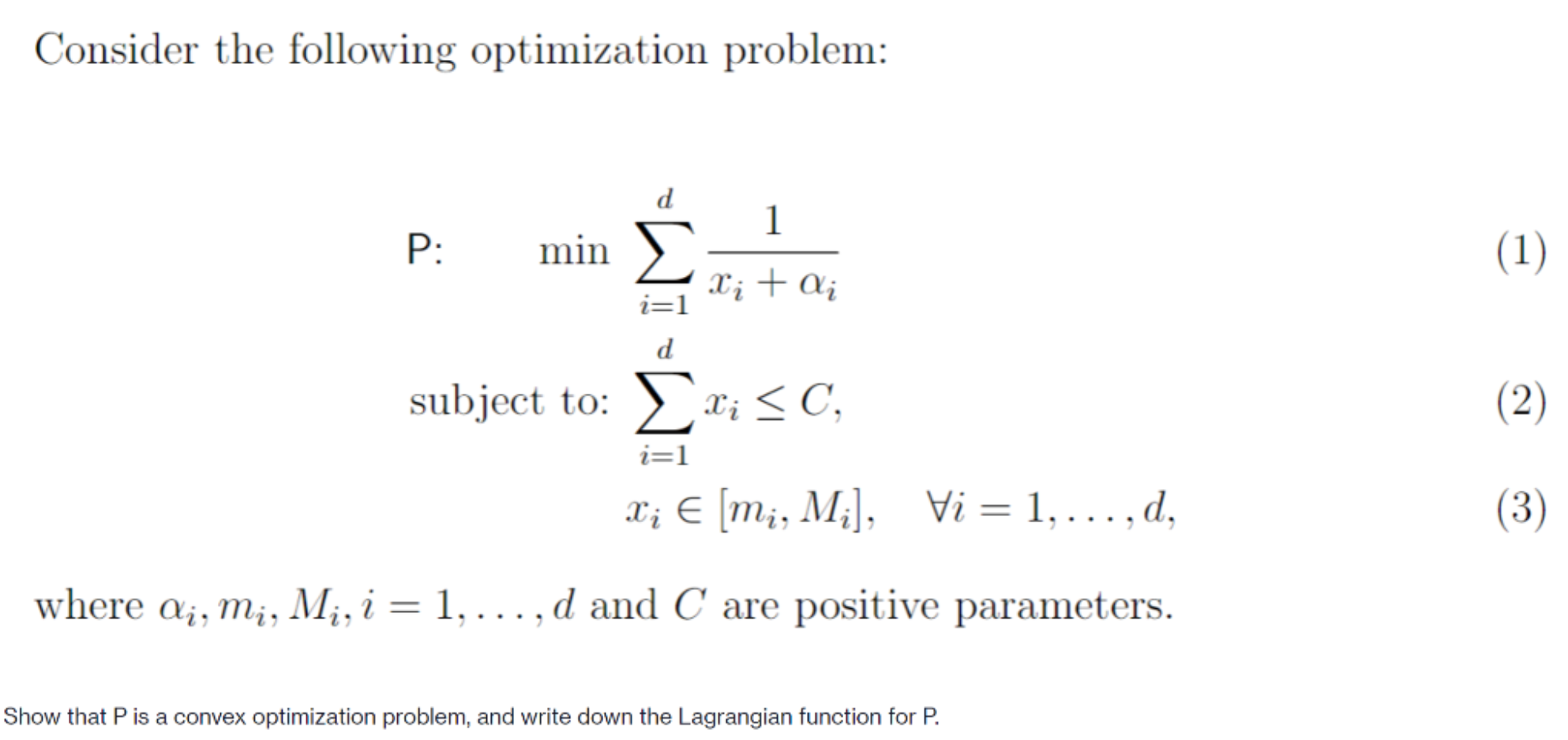 Solved Consider The Following Optimization Problem: D 1 P: | Chegg.com