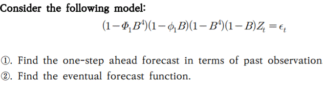 Solved Consider The Following Model: (1–0,B4)(1 – 0,B)(1 – | Chegg.com