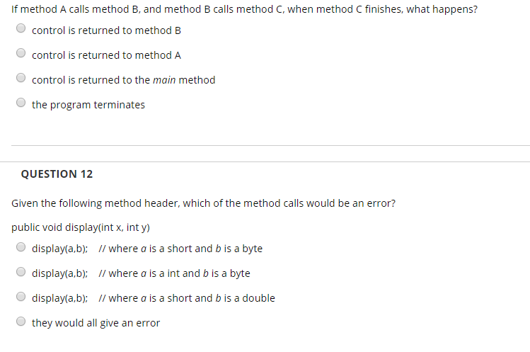 Solved If Method A Calls Method B, And Method B Calls Method | Chegg.com