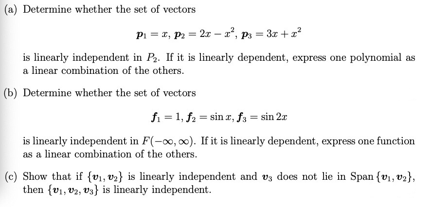 Solved A Determine Whether The Set Of Vectors D P2 Is