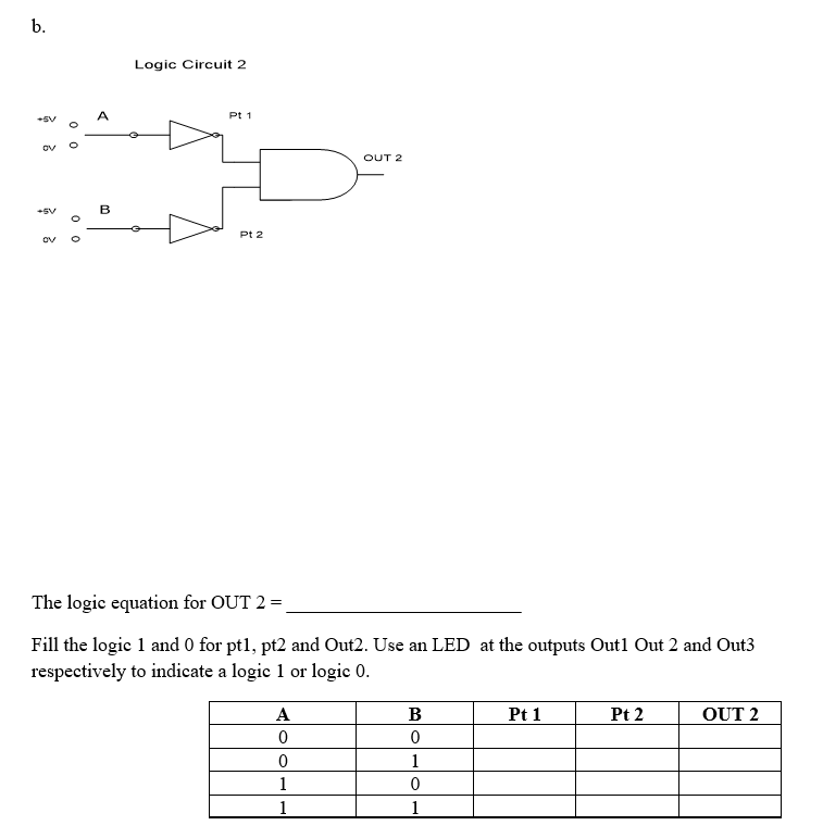 Solved b. Logic Circuit 2 +5V Pt 1 оо ov OUT 2 -5V B е 0 0 | Chegg.com