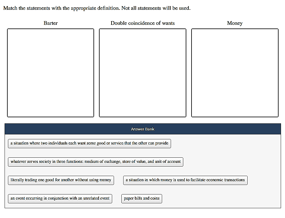 Solved Match the statements with the appropriate definition. | Chegg.com