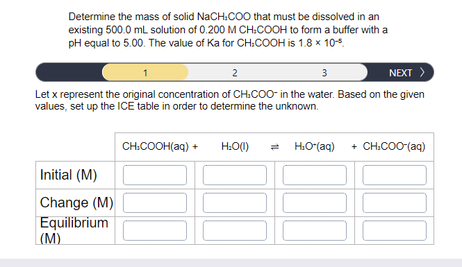 Solved Determine the mass of solid NaCH:COO that must be | Chegg.com