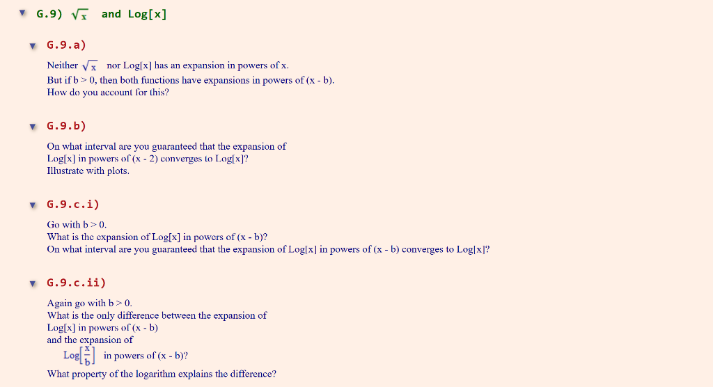 G.9) Vo and Log[x] G.9.a) Neither nor Log[x] has an | Chegg.com
