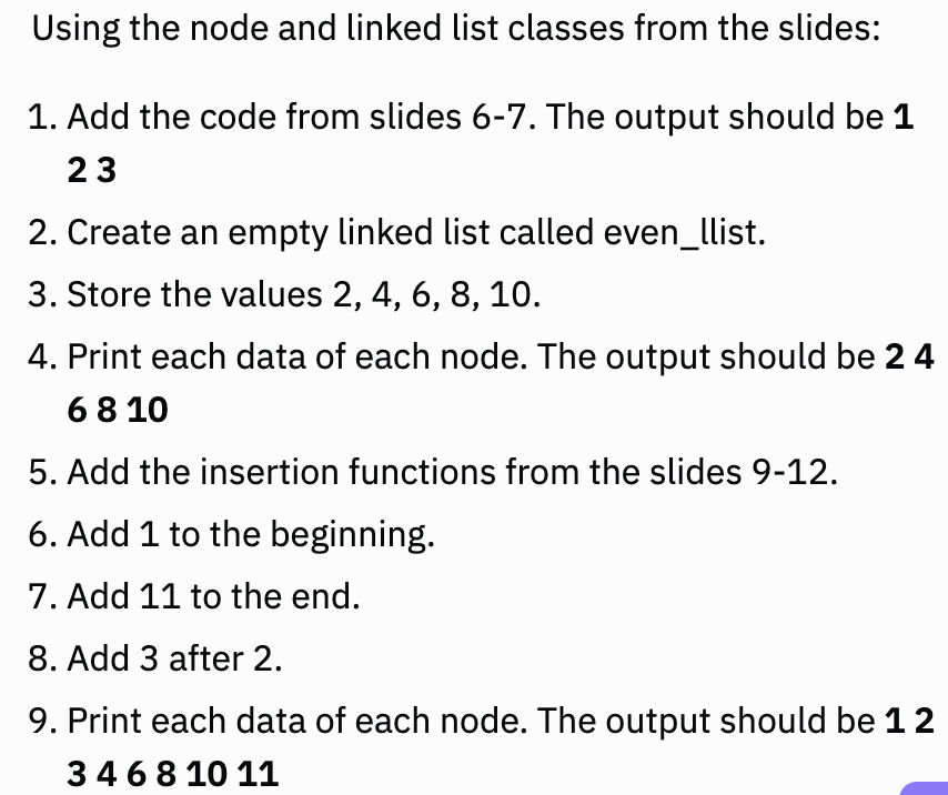 Solved 1 # Code from slides 6-7|| 2 class Node: 3 def | Chegg.com