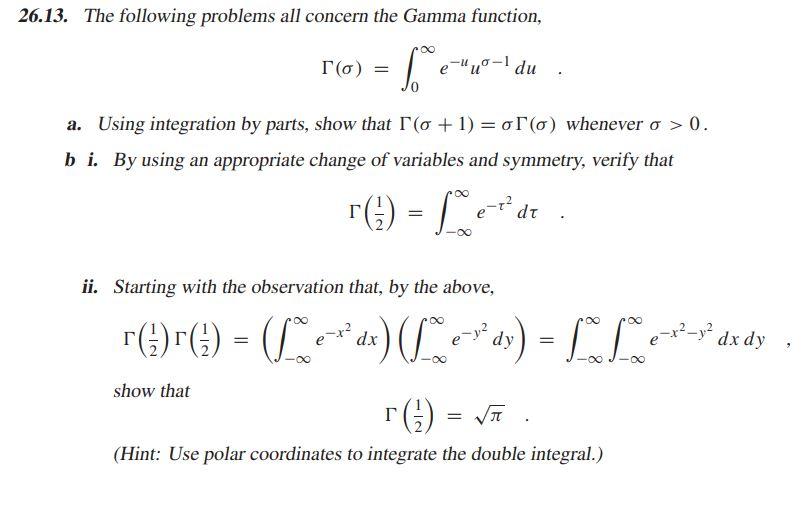 Solved 26.13. The following problems all concern the Gamma | Chegg.com