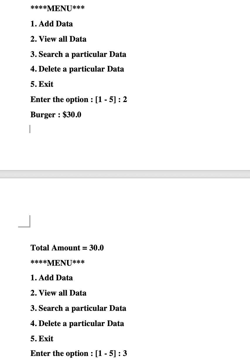 Solved . . I need a Java program for food ordering system. | Chegg.com