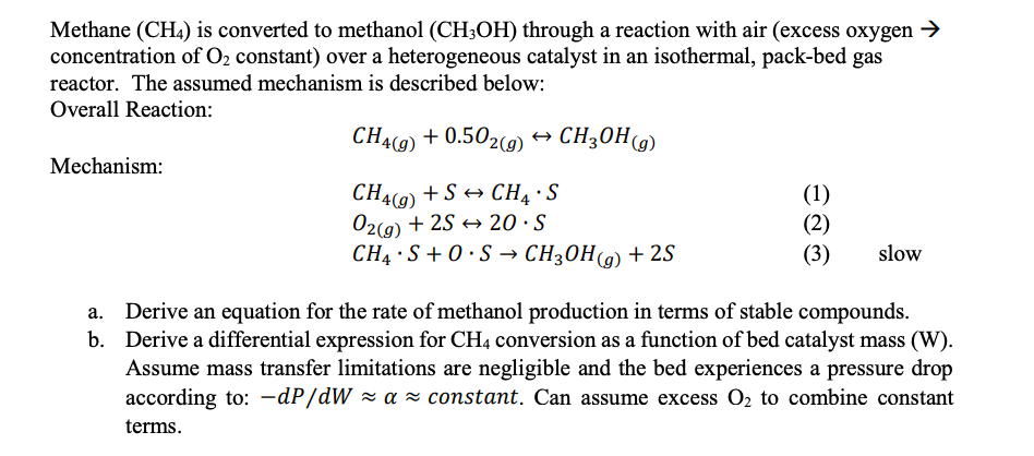 Methane (CH4) is converted to methanol (CH3OH) | Chegg.com