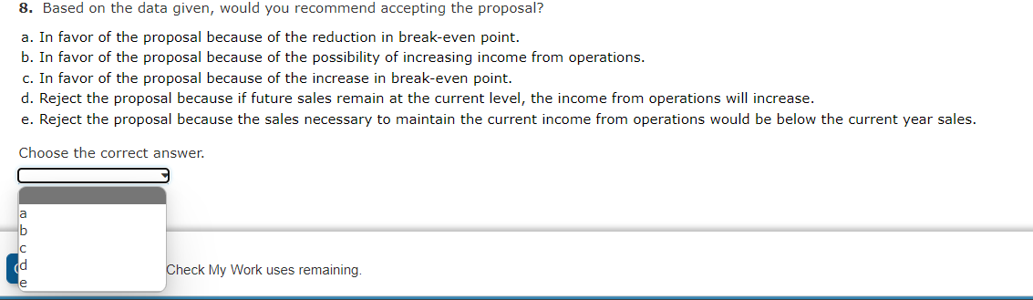 Solved Break Even Sales Under Present And Proposed Chegg