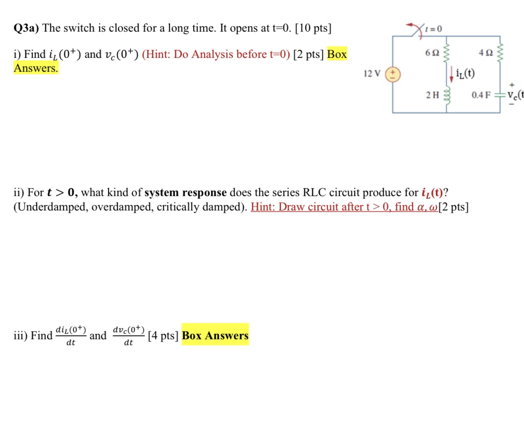 Solved Complete The Following Parts Of The Problem [10 Pts] | Chegg.com