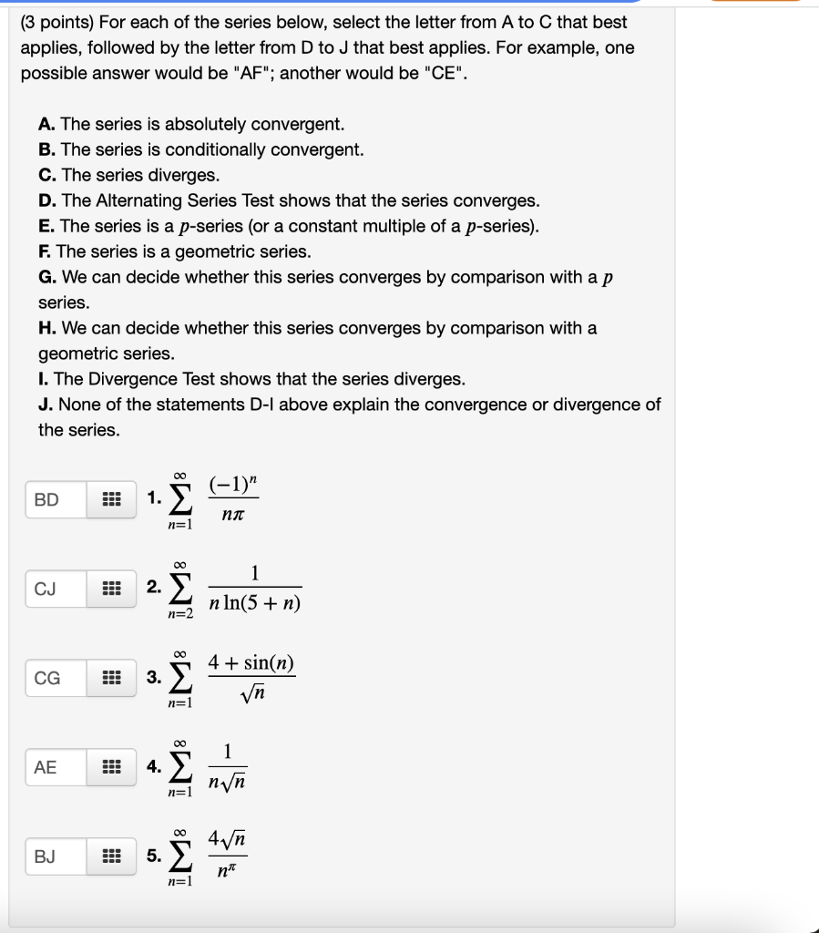 Solved 3 Points For Each Of The Series Below Select The 4432