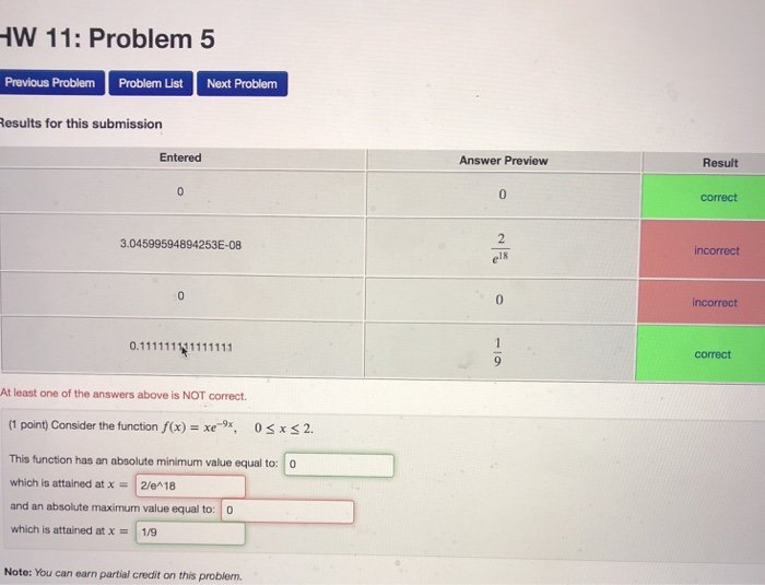 Solved HW 11: Problem 5 Previous Problem Problem ist Next | Chegg.com