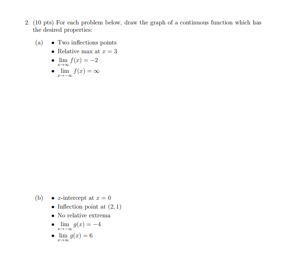 Solved (10 ﻿pts) ﻿For each problem below, draw the graph of | Chegg.com
