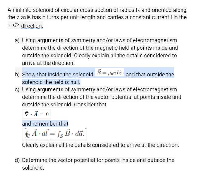 Solved An Infinite Solenoid Of Circular Cross Section Of | Chegg.com