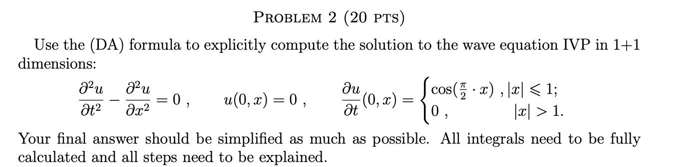 Solved PROBLEM 2 (20 PTS) Use the (DA) formula to explicitly | Chegg.com