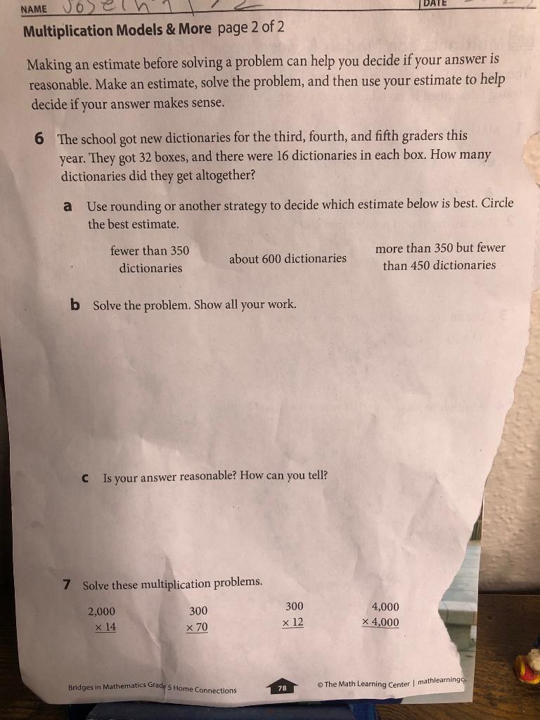 Solved Multiplication Models \& More page 2 of 2 Making an | Chegg.com