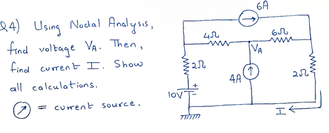 Solved Q4) Using Nodal Analysis, find voltage V_(A). Then, | Chegg.com