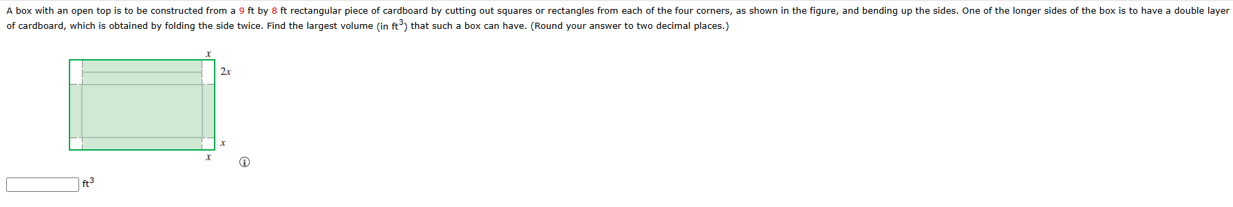 Solved of cardboard, which is obtained by folding the side | Chegg.com