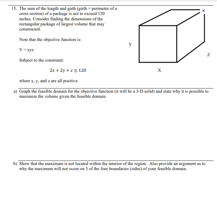 Solved 15. The sum of the length and girth (girth =