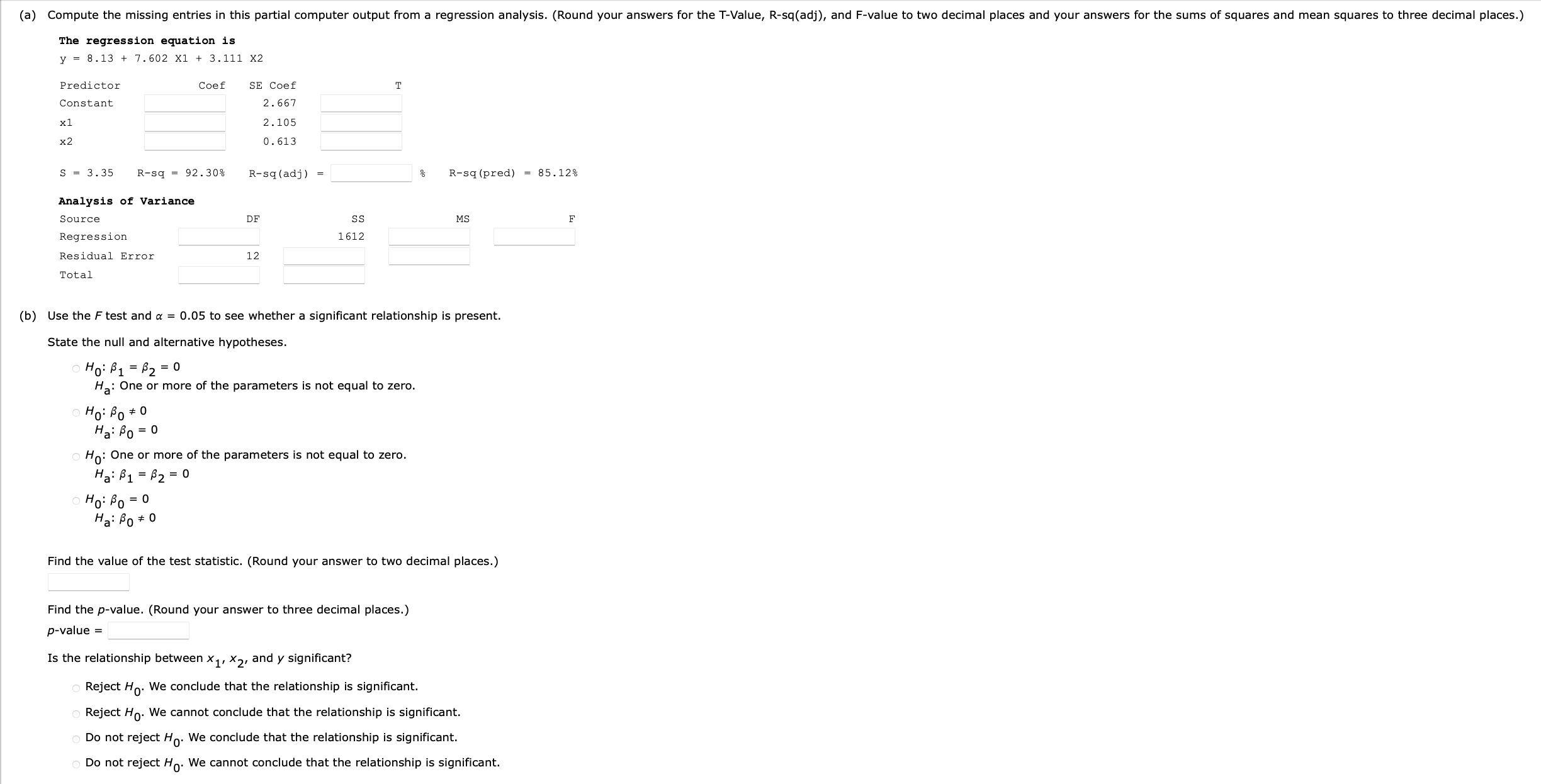 Solved Compute the missing entries in ﻿this partial computer | Chegg.com