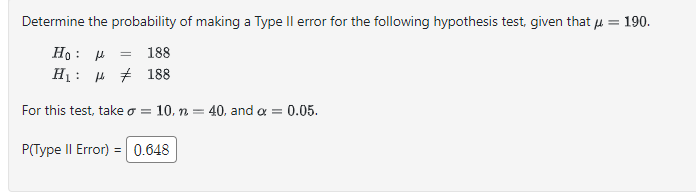 Solved Determine the probability of making a Type II error | Chegg.com
