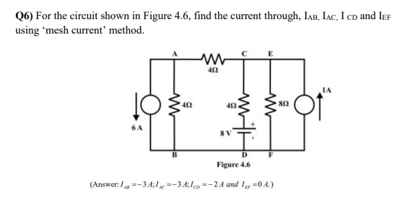 Solved Q6) For the circuit shown in Figure 4.6, find the | Chegg.com