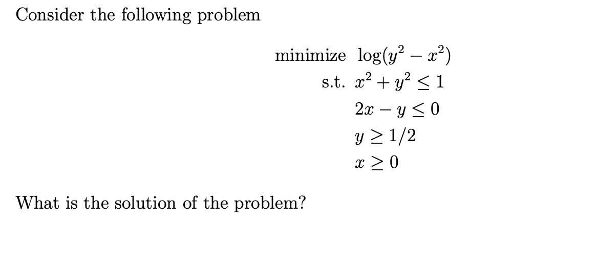 Solved Consider The Following Problem Minimize S.t. | Chegg.com