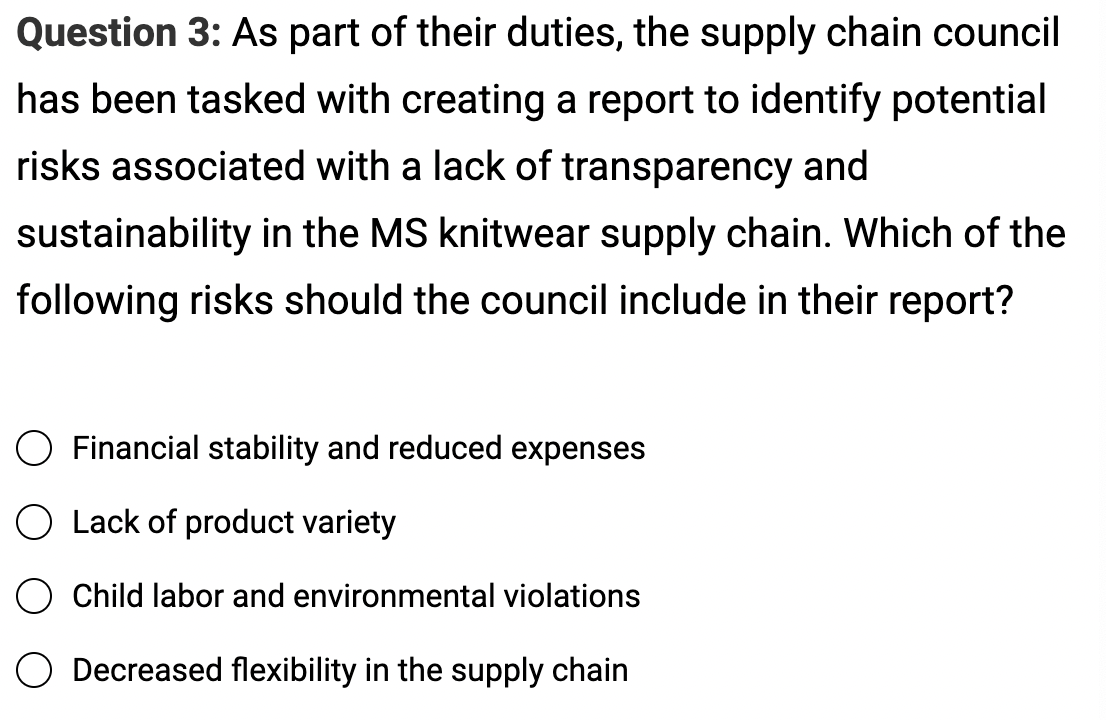 Solved Question 3: As part of their duties, the supply chain | Chegg.com