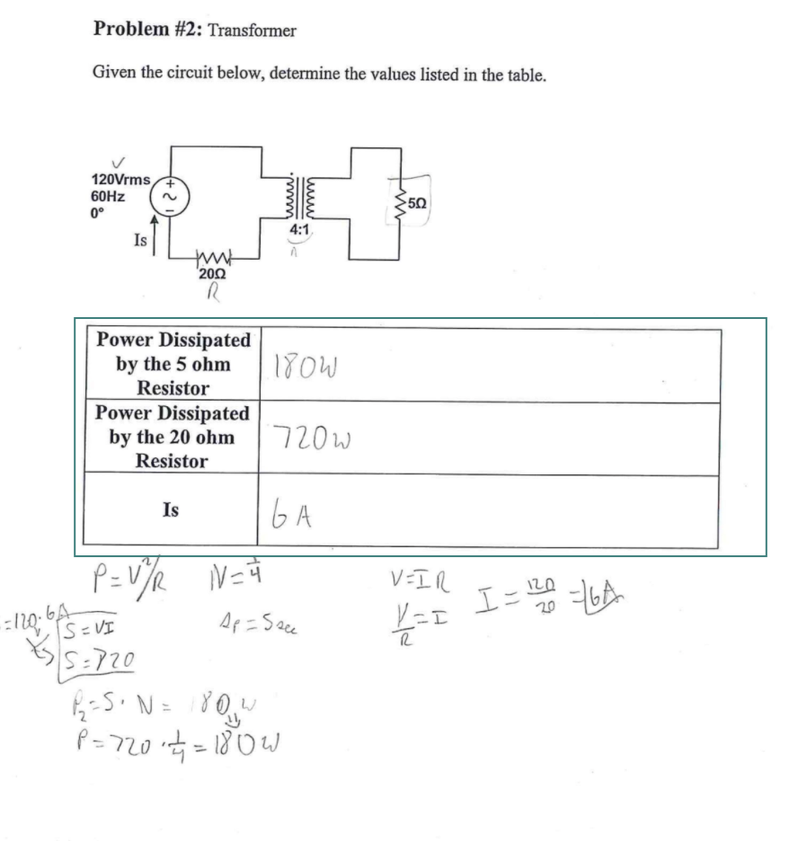 Solved Problem #2: Transformer Given the circuit below, | Chegg.com