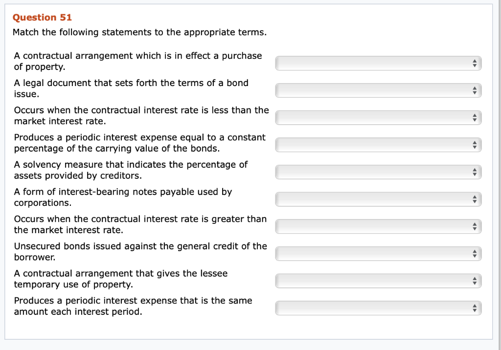 Solved Question 51 Match The Following Statements To The | Chegg.com