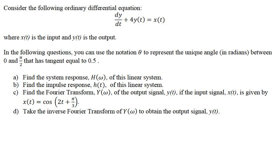 Solved Consider The Following Ordinary Differential Equat Chegg Com