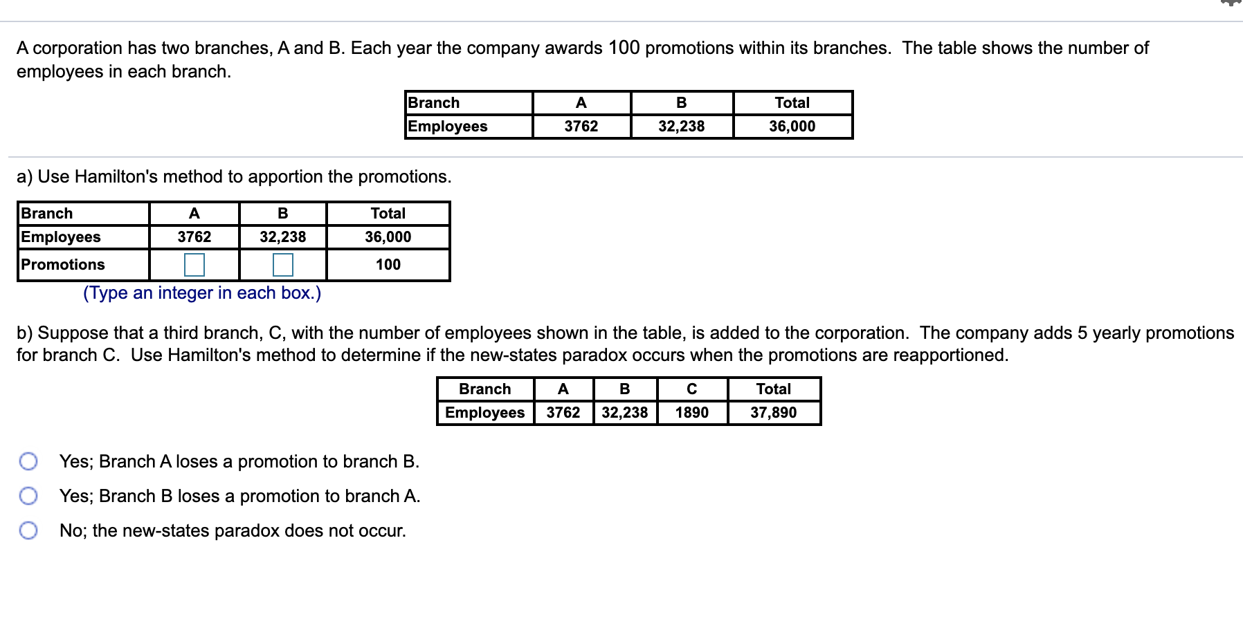 Solved A Corporation Has Two Branches, A And B. Each Year | Chegg.com