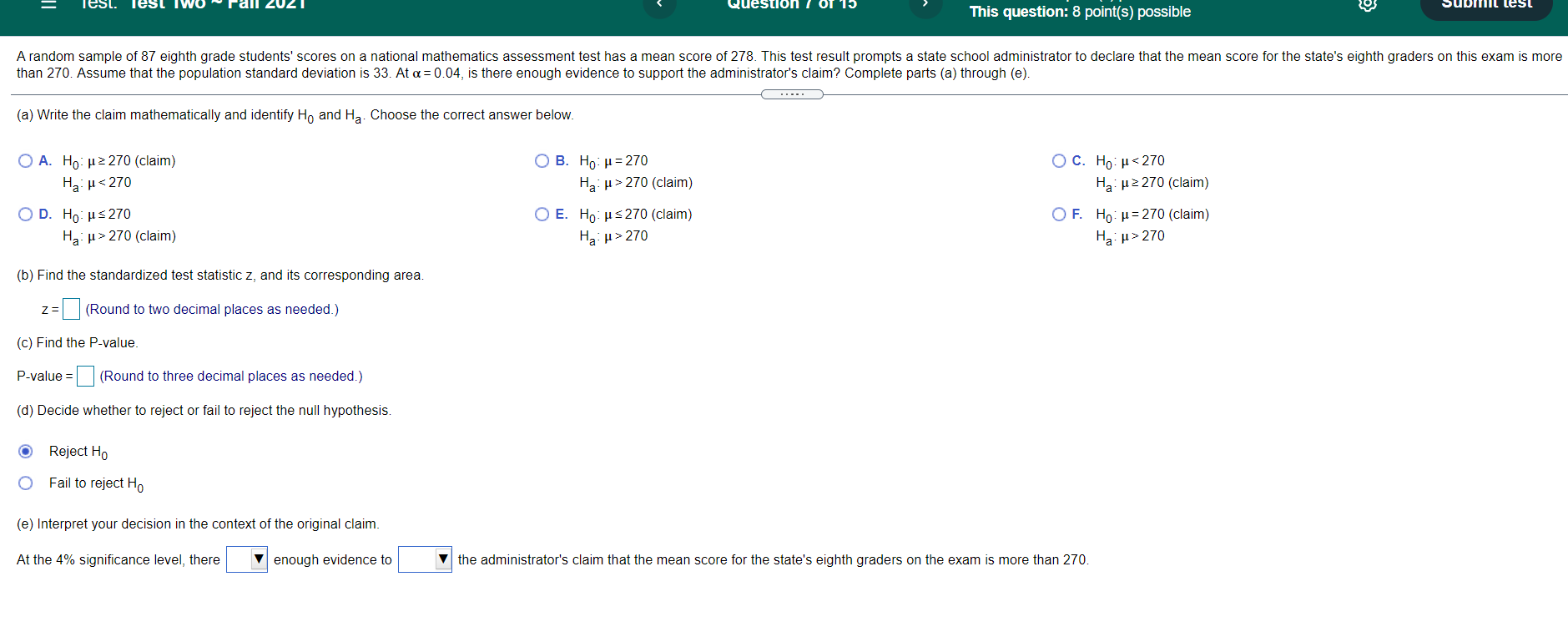Solved This question: 8 point(s) possible A random sample of | Chegg.com