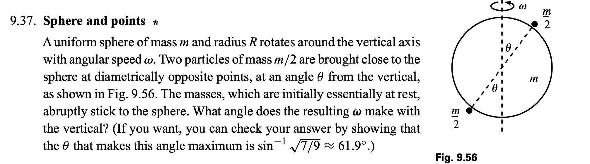 Solved SS 9.37. Sphere and points * A uniform sphere of mass | Chegg.com