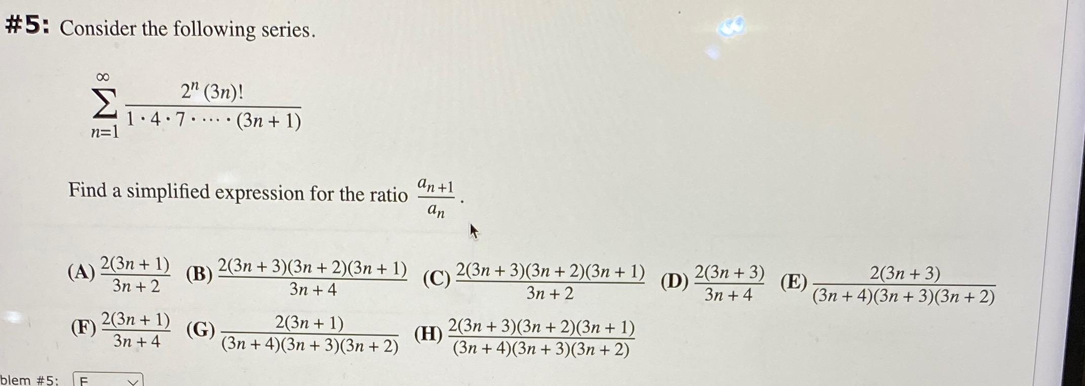 Solved \#5: Consider the following series. | Chegg.com