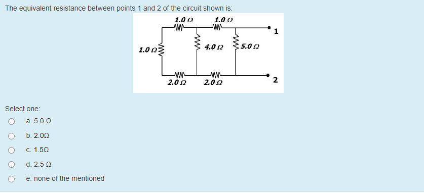 Solved The equivalent resistance between points 1 and 2 of | Chegg.com