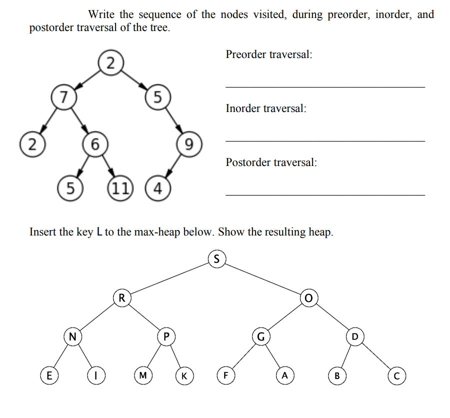 Solved Write the sequence of the nodes visited, during | Chegg.com