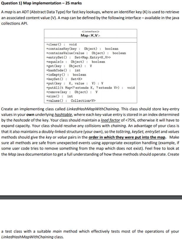 Question 1 Map Implementation 25 Marks A Map Is An Chegg Com   Phpa2bzqC